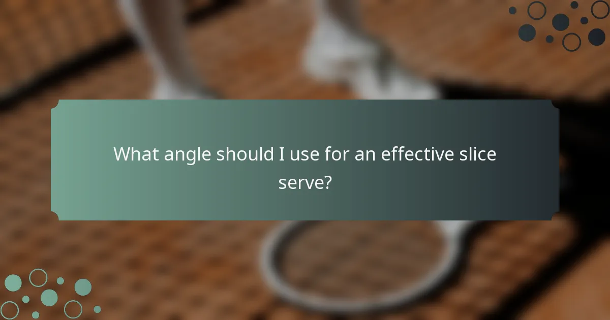 What angle should I use for an effective slice serve?
