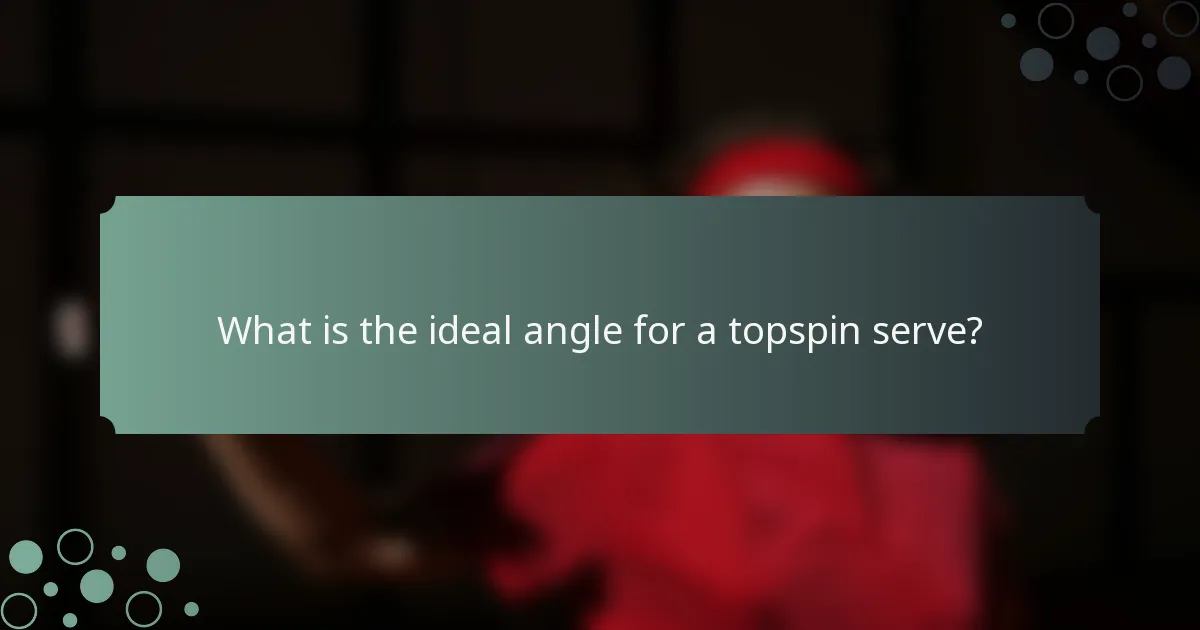 What is the ideal angle for a topspin serve?